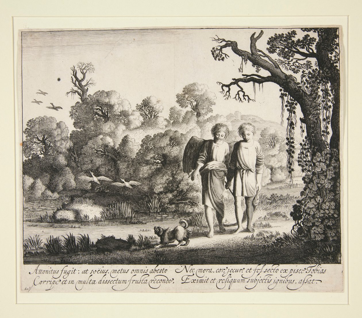 Tobias och ängeln, med fisken från historien om Tobias av Jan van de Velde II