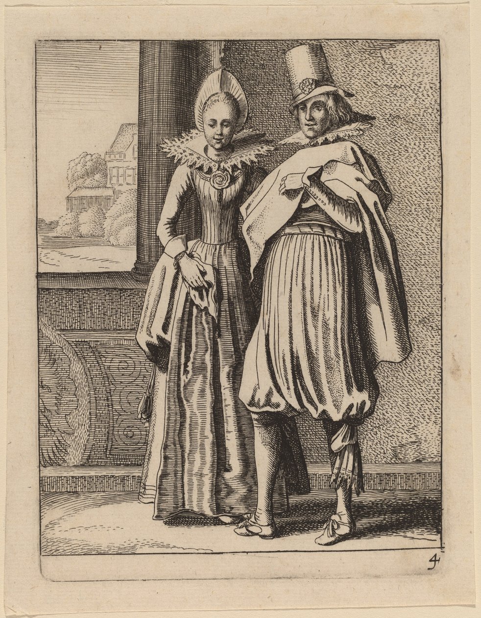 Två figurer i kostym av Jan van de Velde II