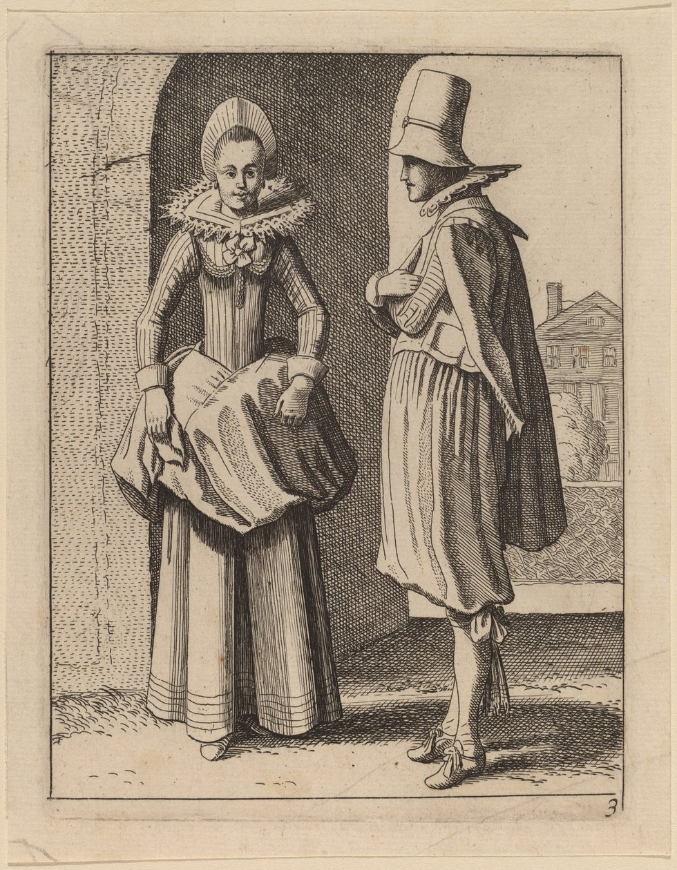 Två figurer i kostym av Jan van de Velde II