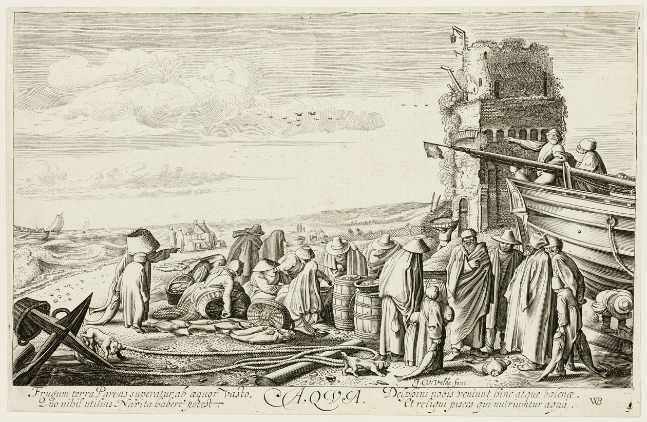 Vatten, plansch tre från De fyra elementen av Jan van de Velde II