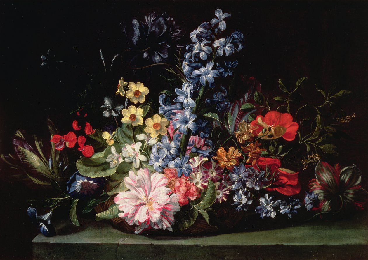 Korg med blommor av Jan van den Hecke
