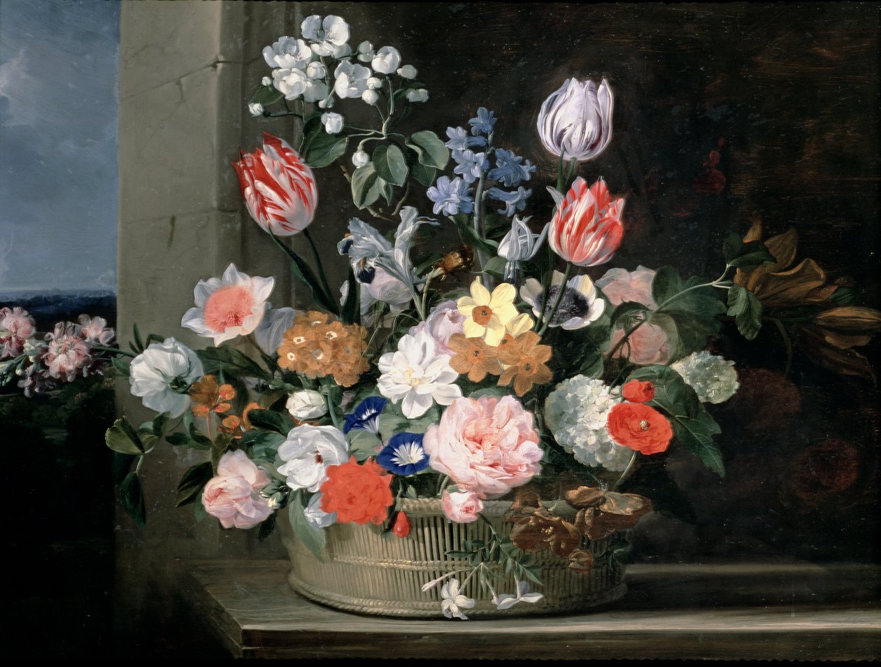 Blommor i en korg, 1650-56 av Jan van den Hecke