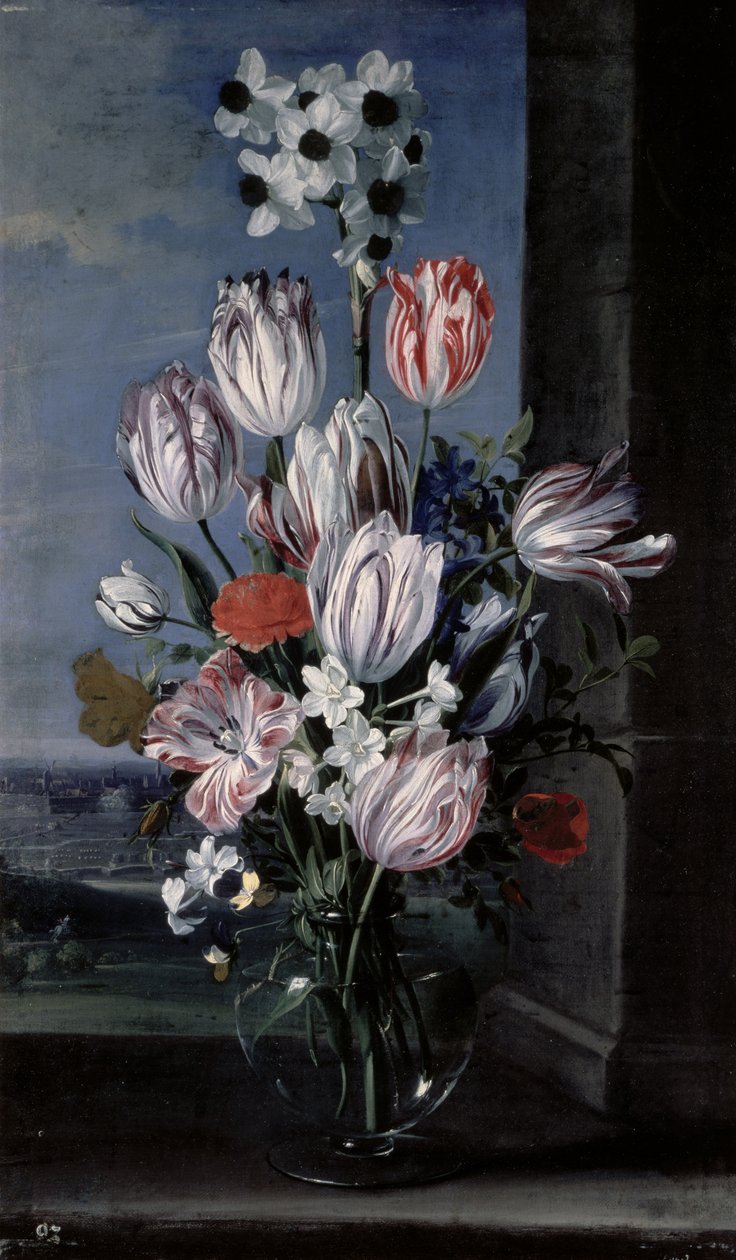 Blommor i en kristallvas, 1652 av Jan van den Hecke