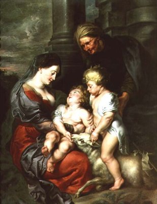 Madonna och barn med St. Elizabeth och spädbarnet St. John the Baptist av Jan van den Hoecke