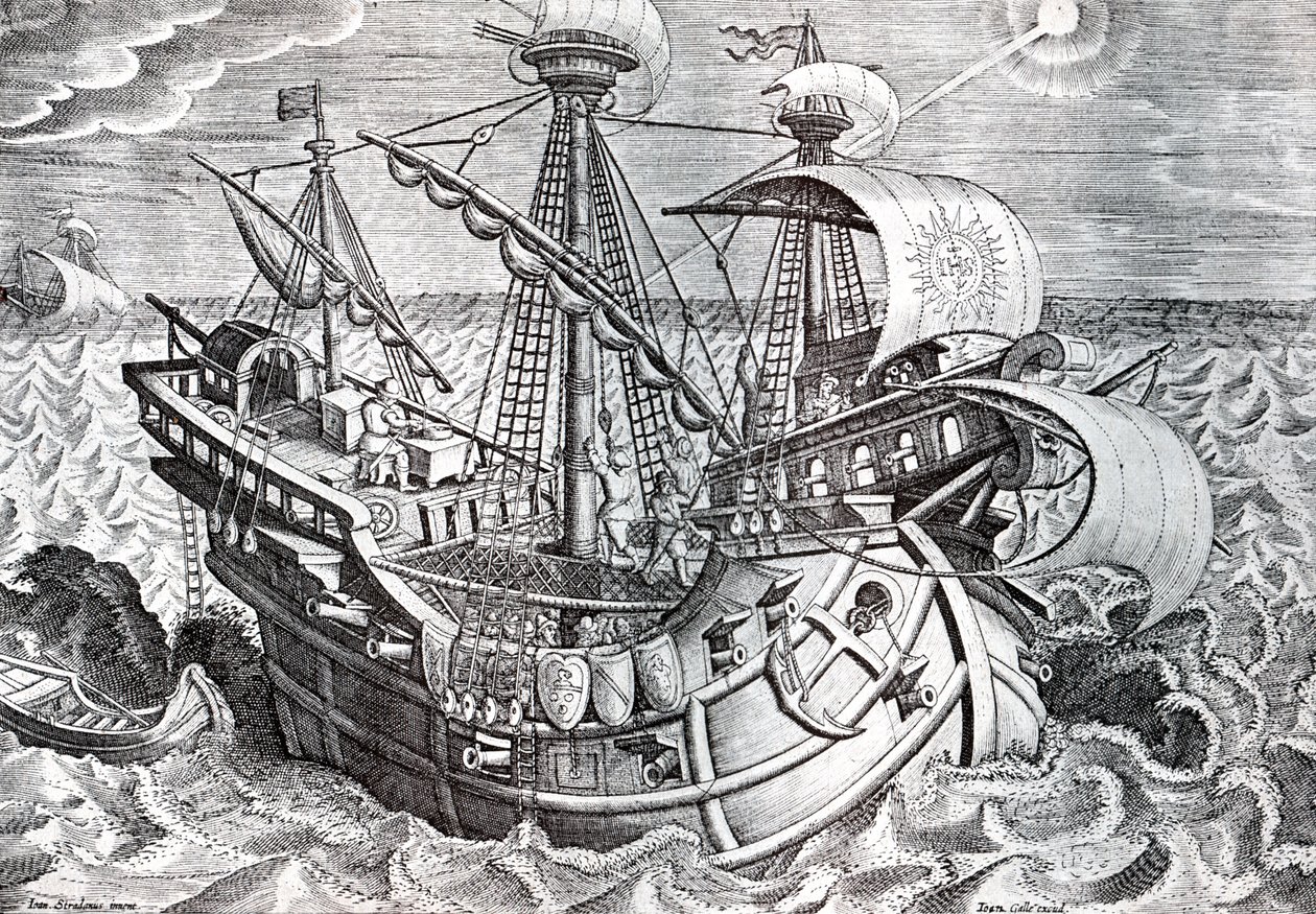 Navigering av Jan van der (1523 1605) Straet