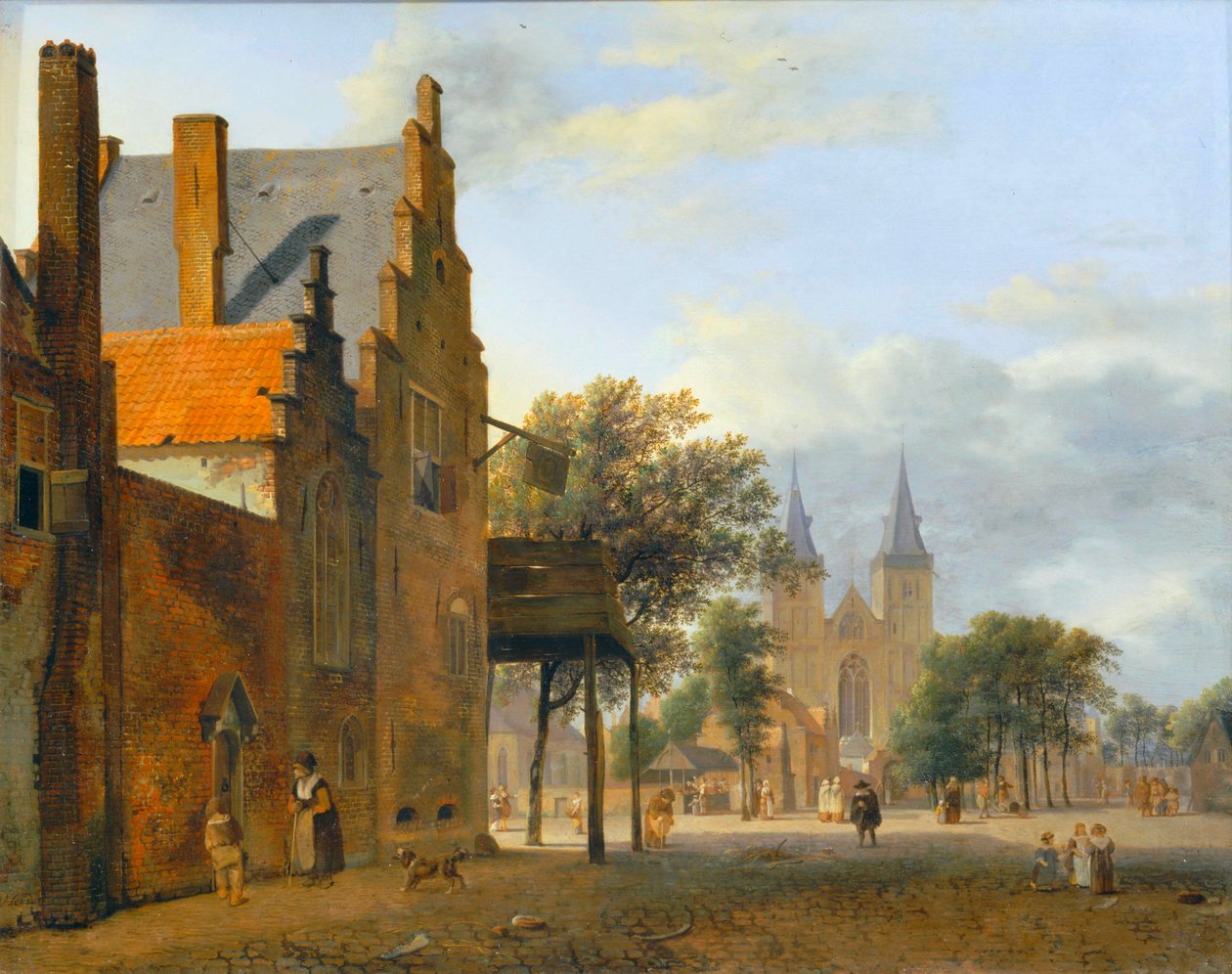 Place et eglise Saint-Victor à Xanten - Torg och kyrka Saint Victor i Xanten ... av Jan van der (manner of) Heyden