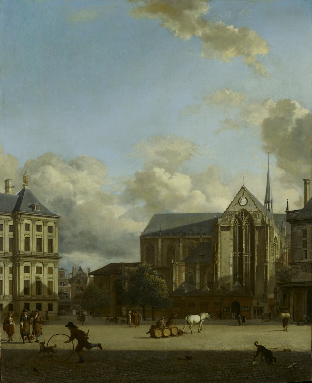 Dam-torget med nya kyrkan av Jan van der Heyden