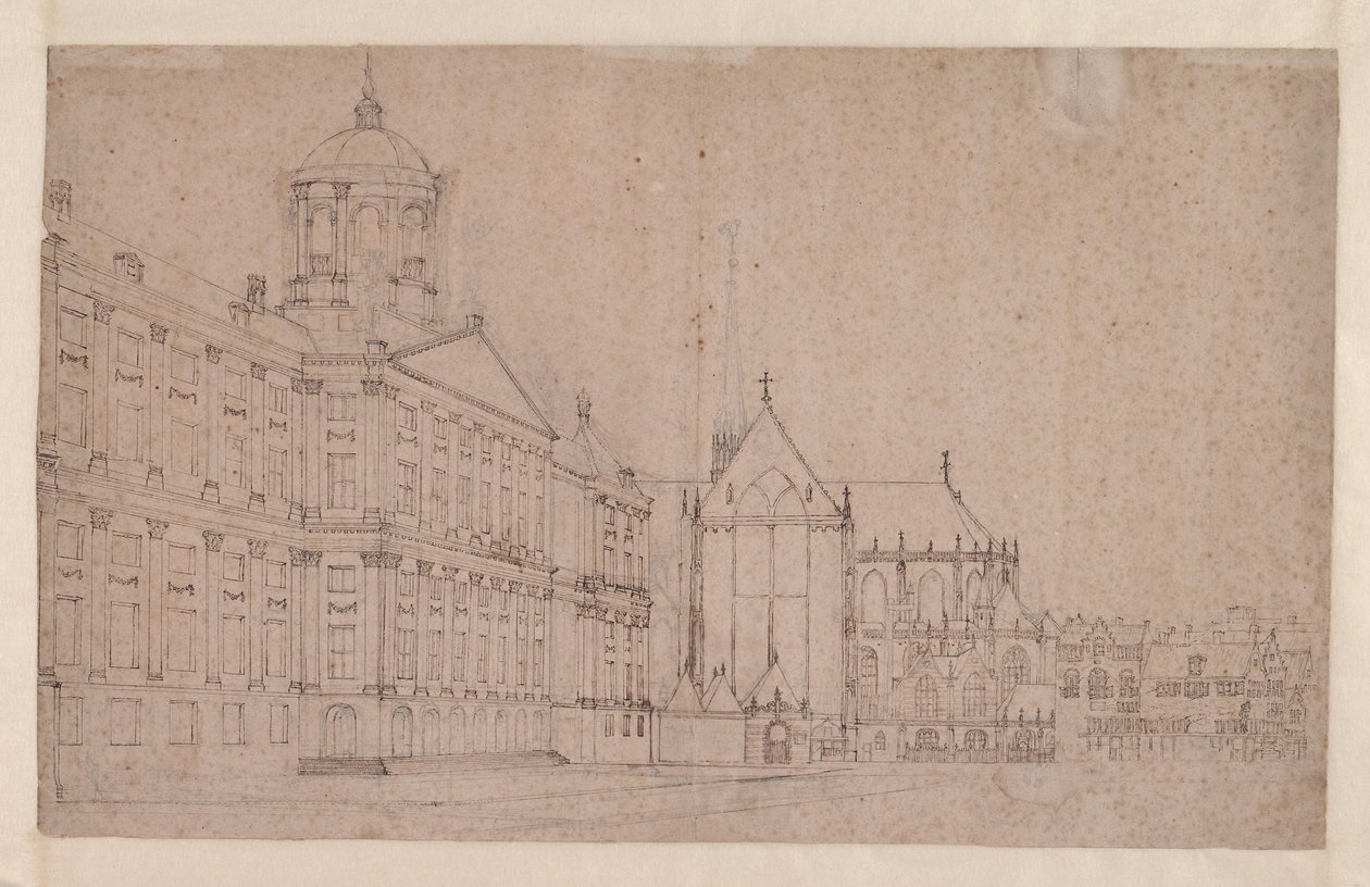 Damtorget med det nya stadshuset av Jan van der Heyden