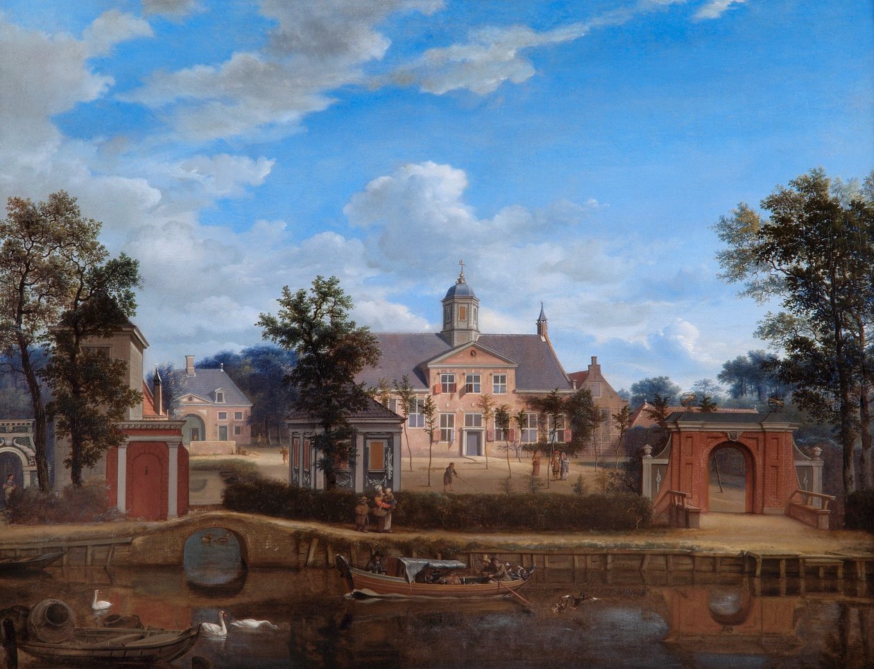 Slottet Goudestein, vid floden Vecht, nära Maarsen av Jan van der Heyden