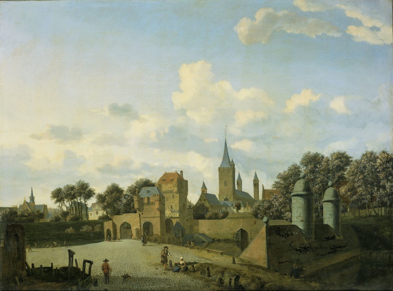 Kyrkan St Severin i Köln i en imaginär miljö av Jan van der Heyden