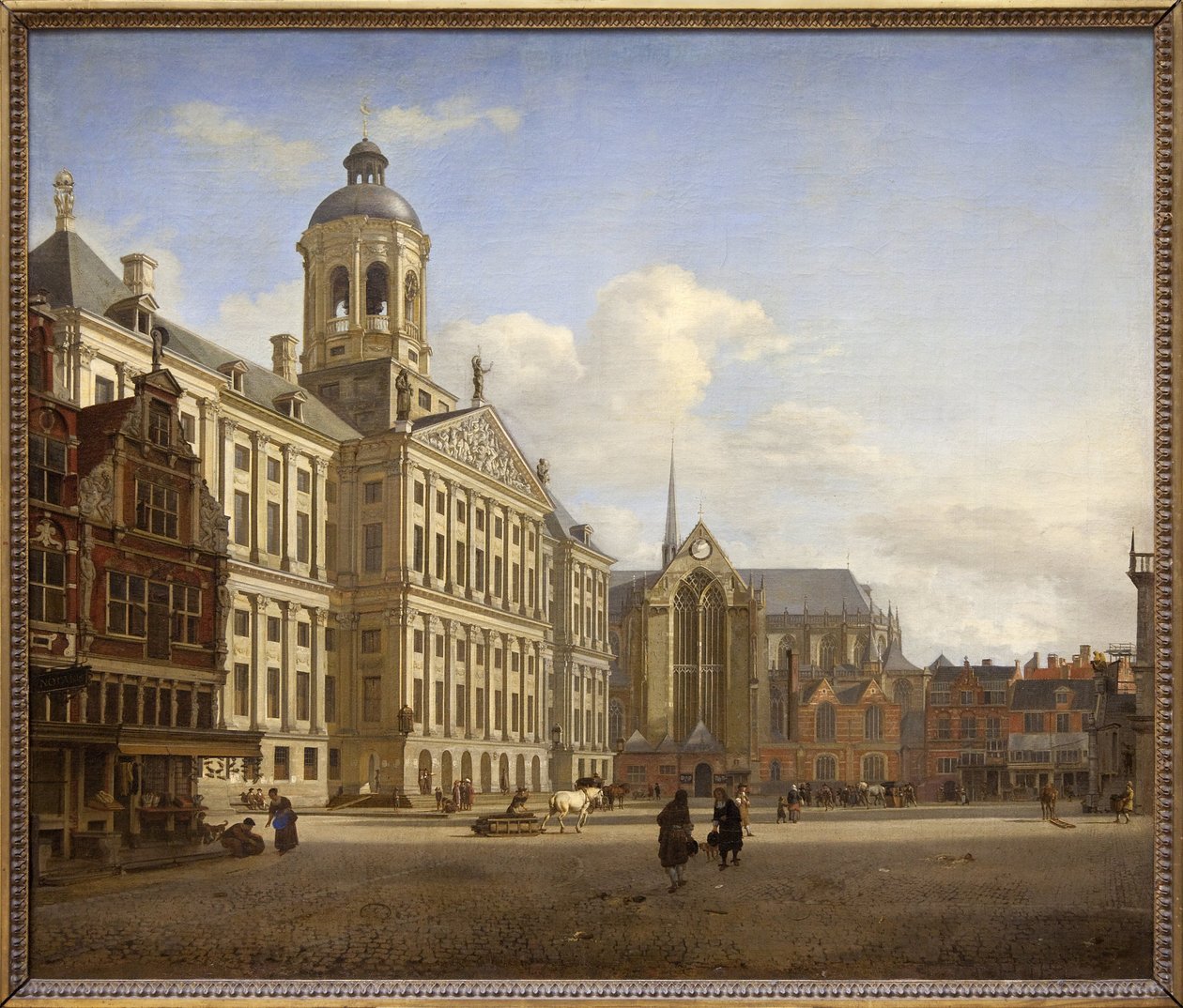 Dammen med det nya stadshuset i Amsterdam av Jan van der Heyden