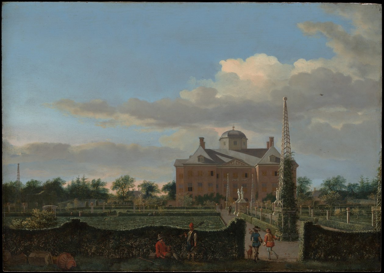 Huis ten Bosch i Haag och dess formella trädgård (vy från söder) av Jan van der Heyden