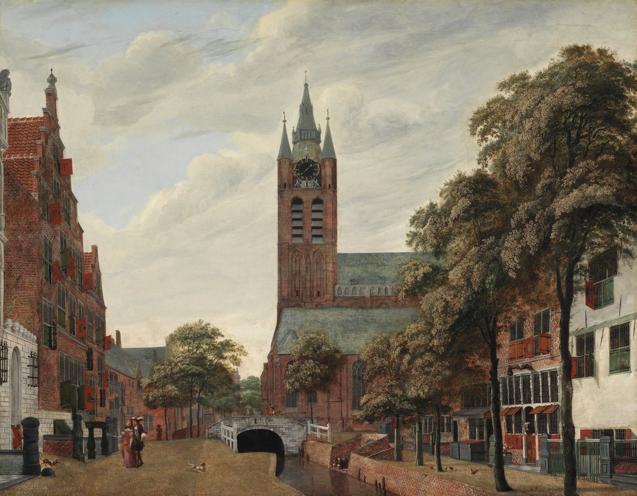 Utsikt över Oude Delft-kanalen, Delft, ca 1660 av Jan van der Heyden