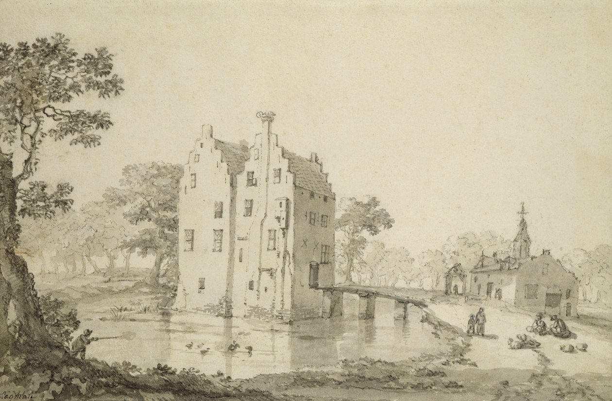 Zuylenburgh Castle (Slot Zuylen) (penna och penna på papper) av Jan van der Heyden