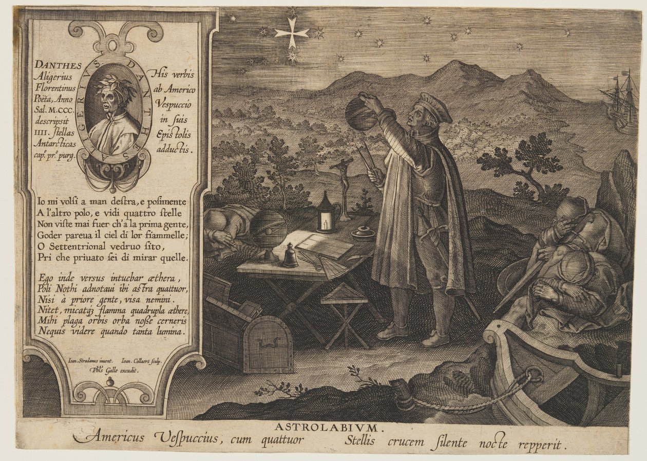 Astrolabiet - Amerigo Vespucci, från Nova Reperta av Jan van der Straet