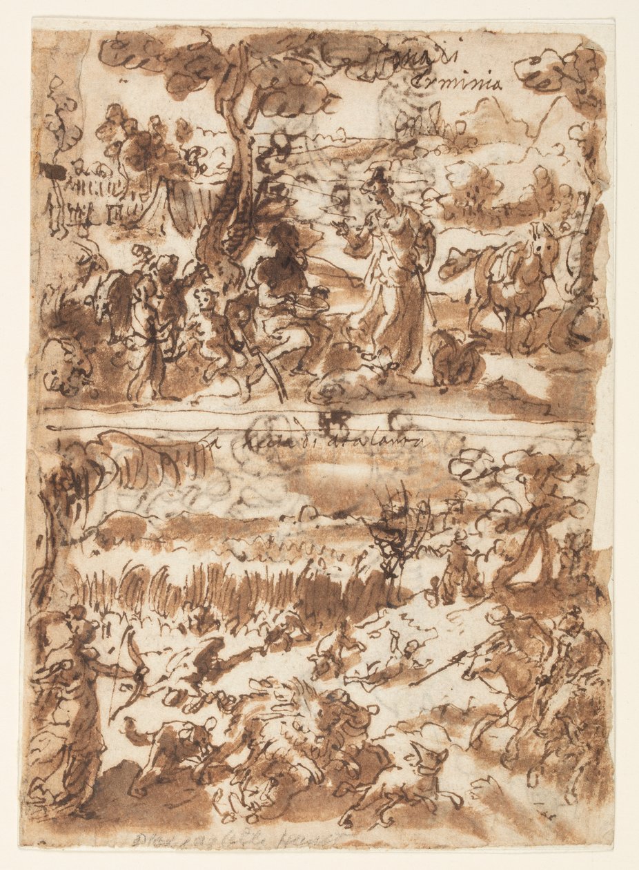 Ovan: Erminia och herden; Nedan: Atalanta jagar Calydonian Boar av Jan van der Straet, called Stradanus