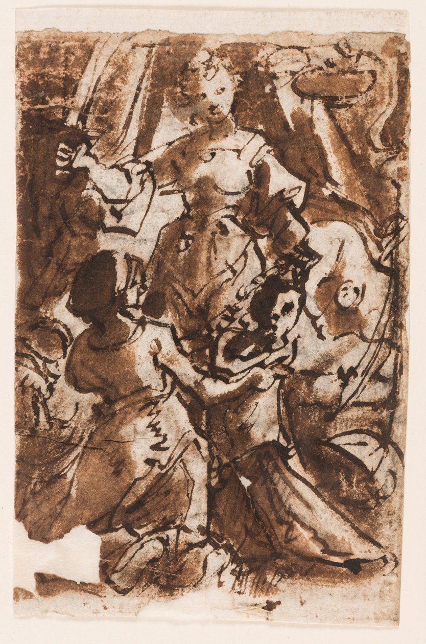 Recto: Judith med huvudet av Holofernes; Kristi himmelsfärd av Jan van der Straet, called Stradanus
