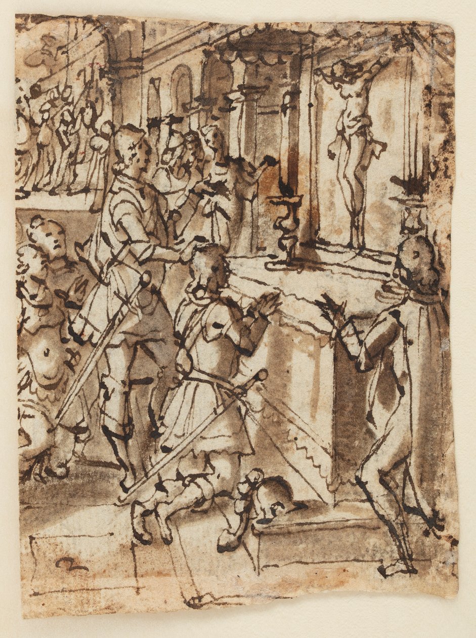 Saint Giovanni Gualberto och det mirakulösa krucifixet av Jan van der Straet, called Stradanus