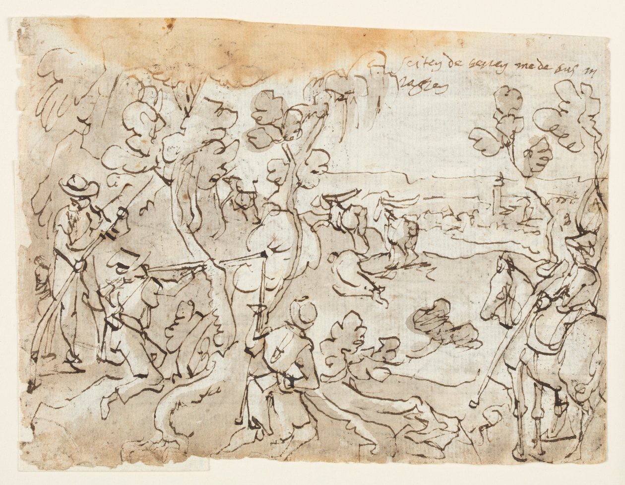 Skissboksida med antilopjakt av Jan van der Straet, called Stradanus