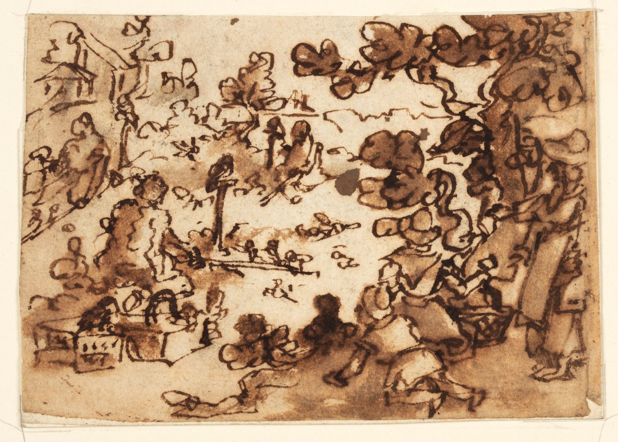 Skissboksida med fågelbete av Jan van der Straet, called Stradanus
