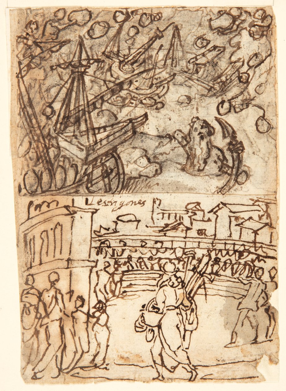 Skissboksida med kykloper av Jan van der Straet, called Stradanus