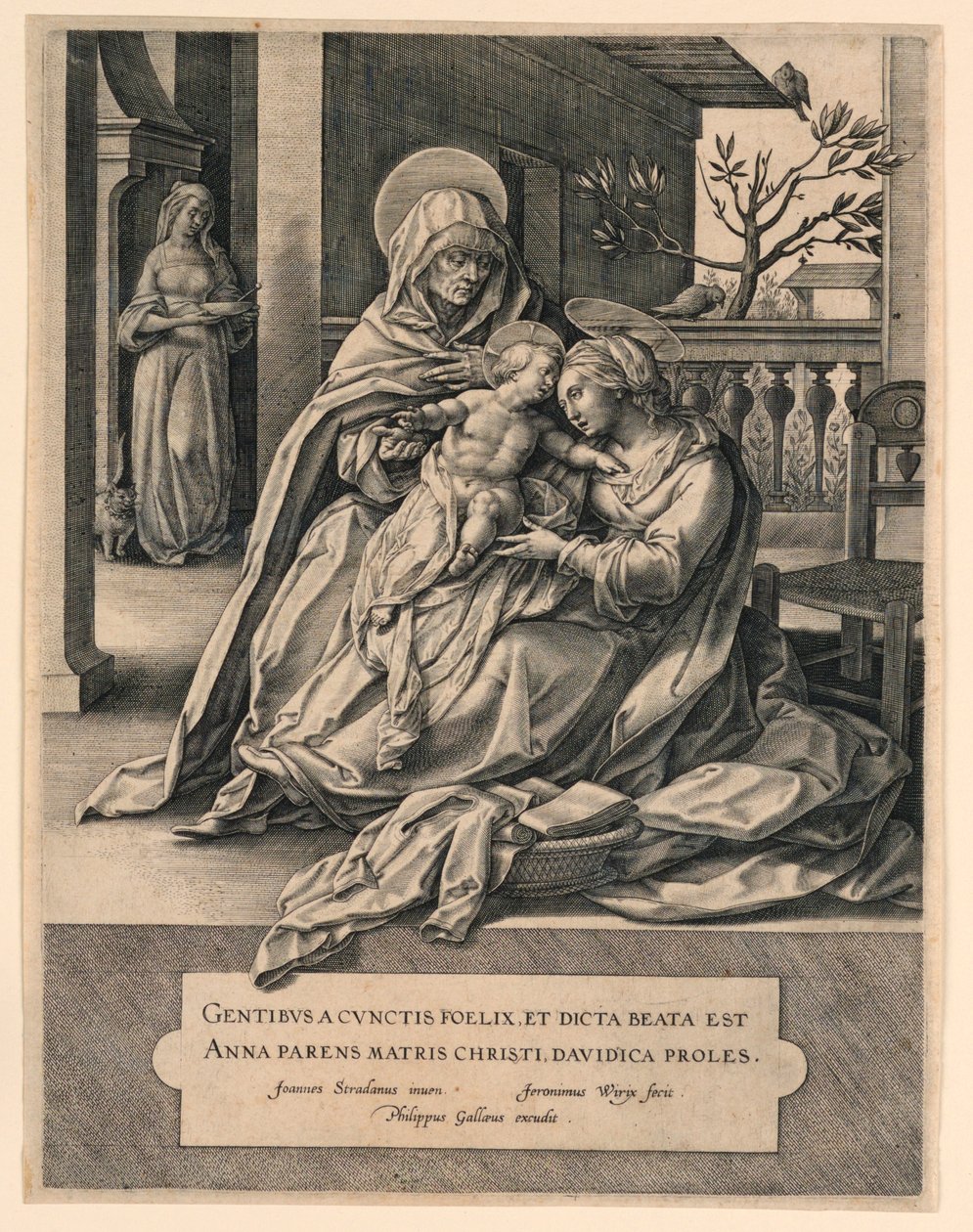 Sankta Anna, Jungfrun och Kristusbarnet av Jan van der Straet, called Stradanus