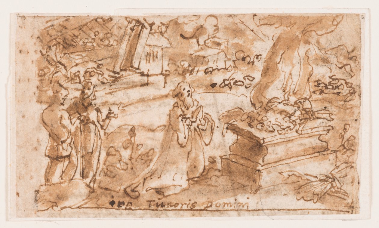 The Sacrifice of Job, preliminär design för "Spiritus Timoris Domini" (Gåvan från Herrens fruktan), plåt 7 i tryckserien "The Seven Gifts of the Holy Spirit" av Jan van der Straet, called Stradanus