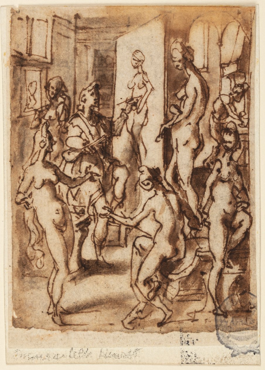 Zeuxis målar Helen av Jan van der Straet, called Stradanus