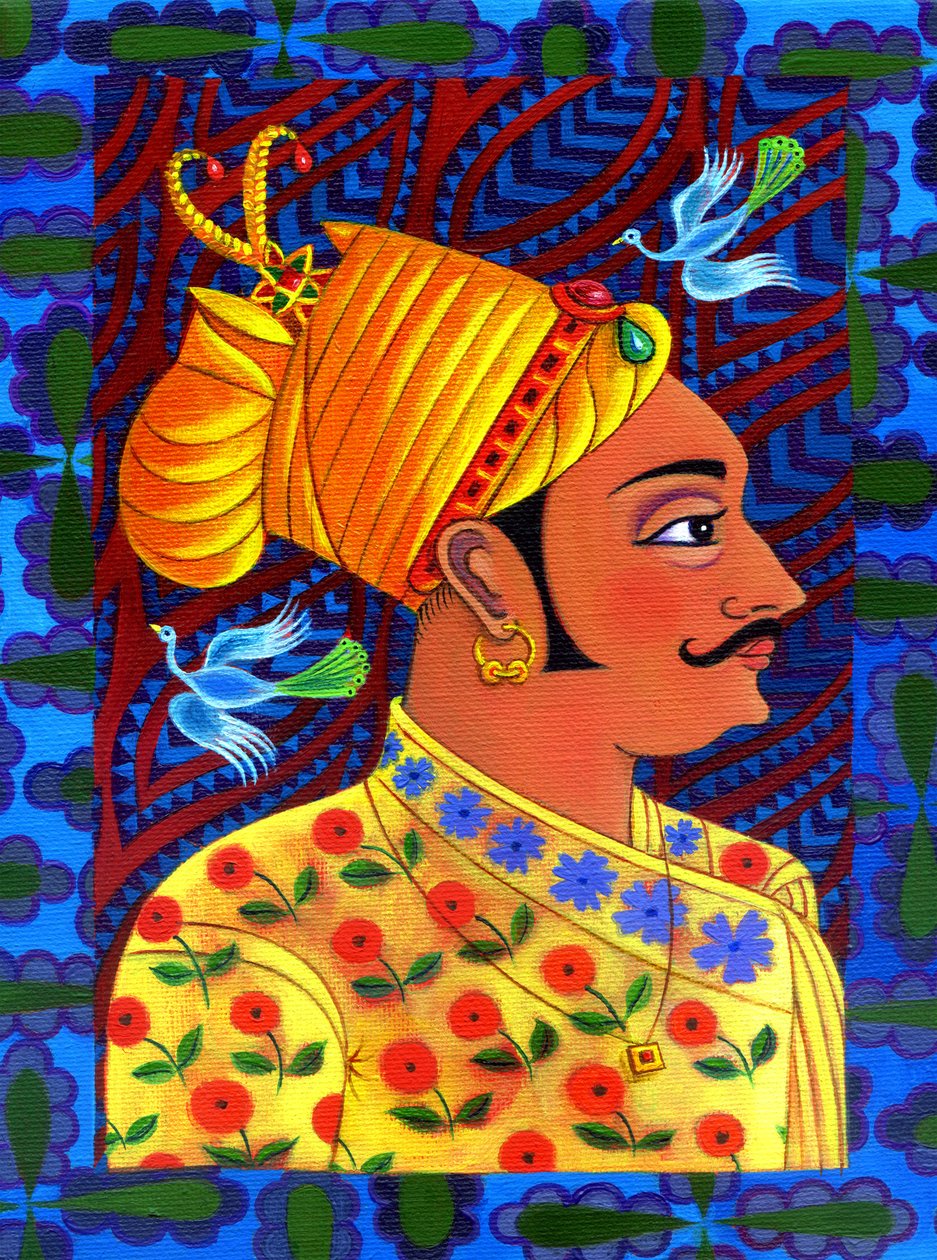 Maharaja med blå fåglar, 2011, av Jane Tattersfield