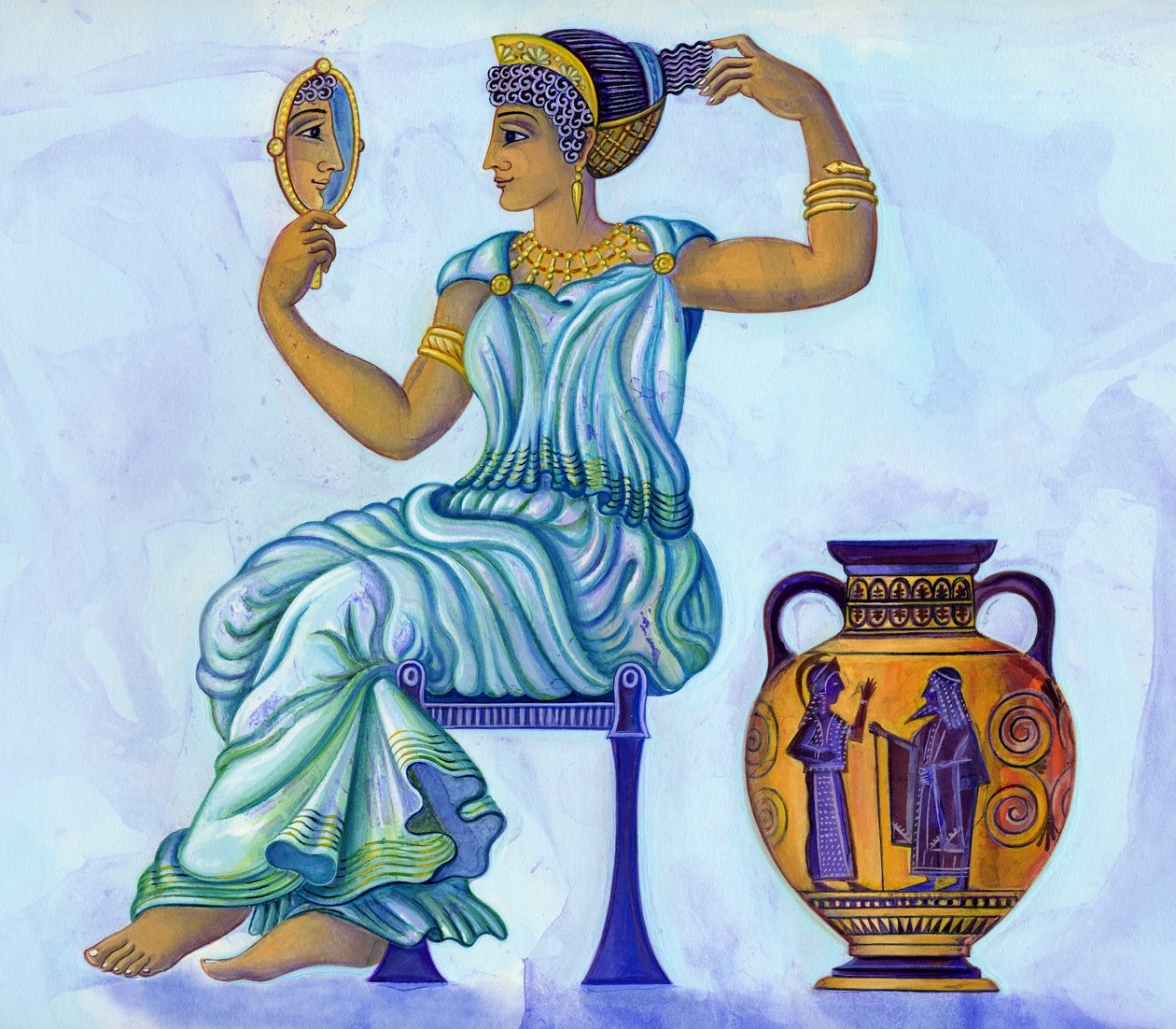 Forntida grekisk kvinna, 2002 (bläck och gouache) av Jane Tattersfield