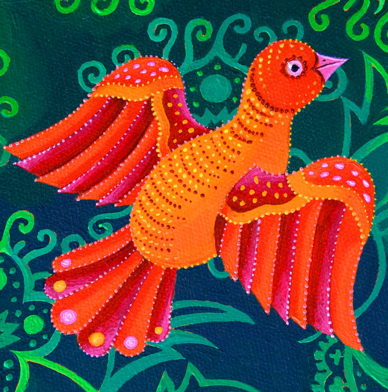 Orange fågel, 2019 av Jane Tattersfield
