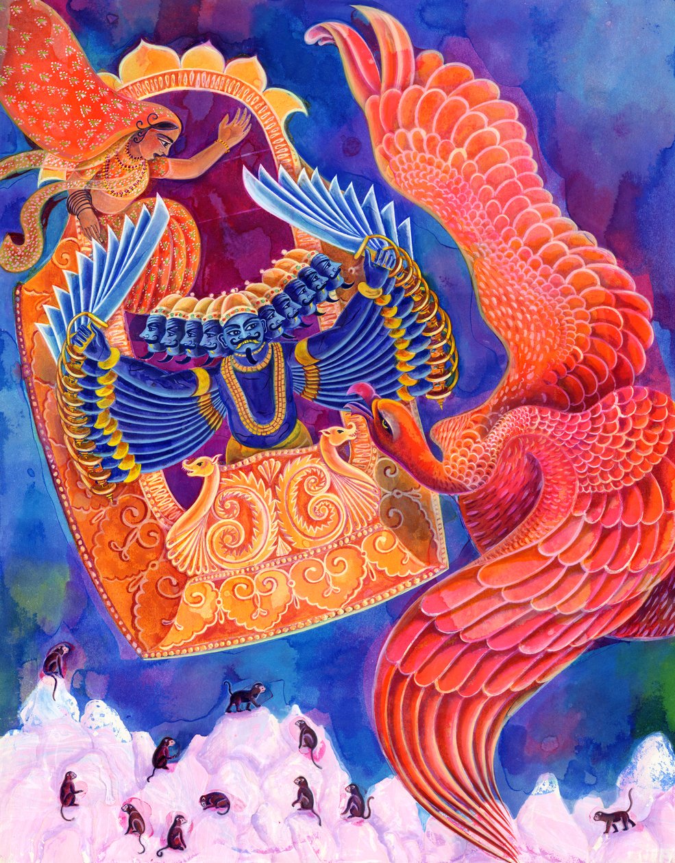 Ram och Sita, 1999, (bläck och gouache) av Jane Tattersfield