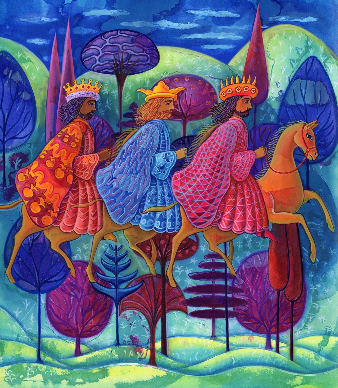 The Three Kings Christmas, 2004, (bläck och gouache) av Jane Tattersfield