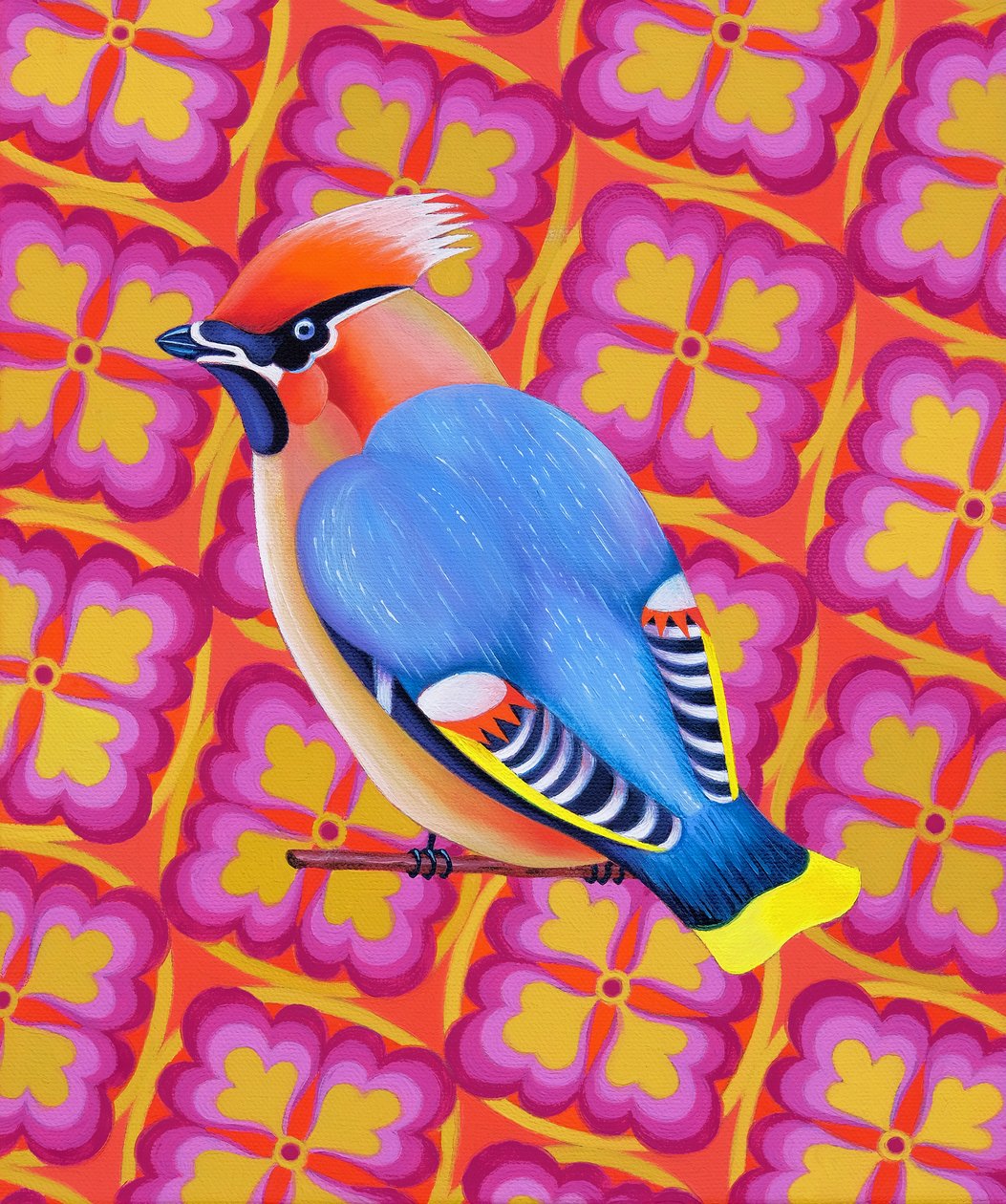 Waxwing, 2023 (olja på duk) av Jane Tattersfield