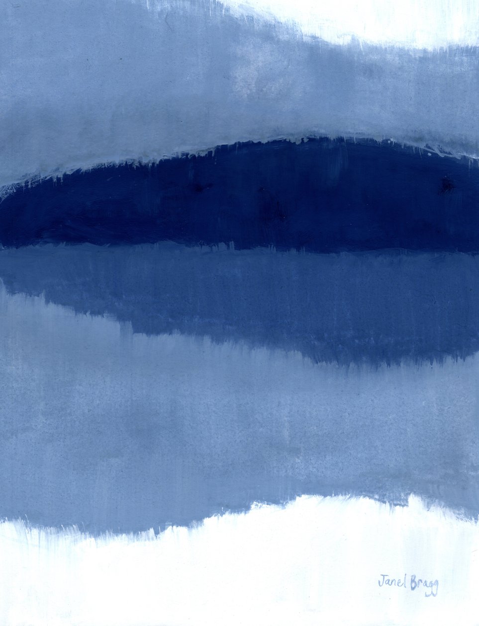 Abstrakt med San Juan Islands, ca 2021 (kasein på papper) av Janel Bragg