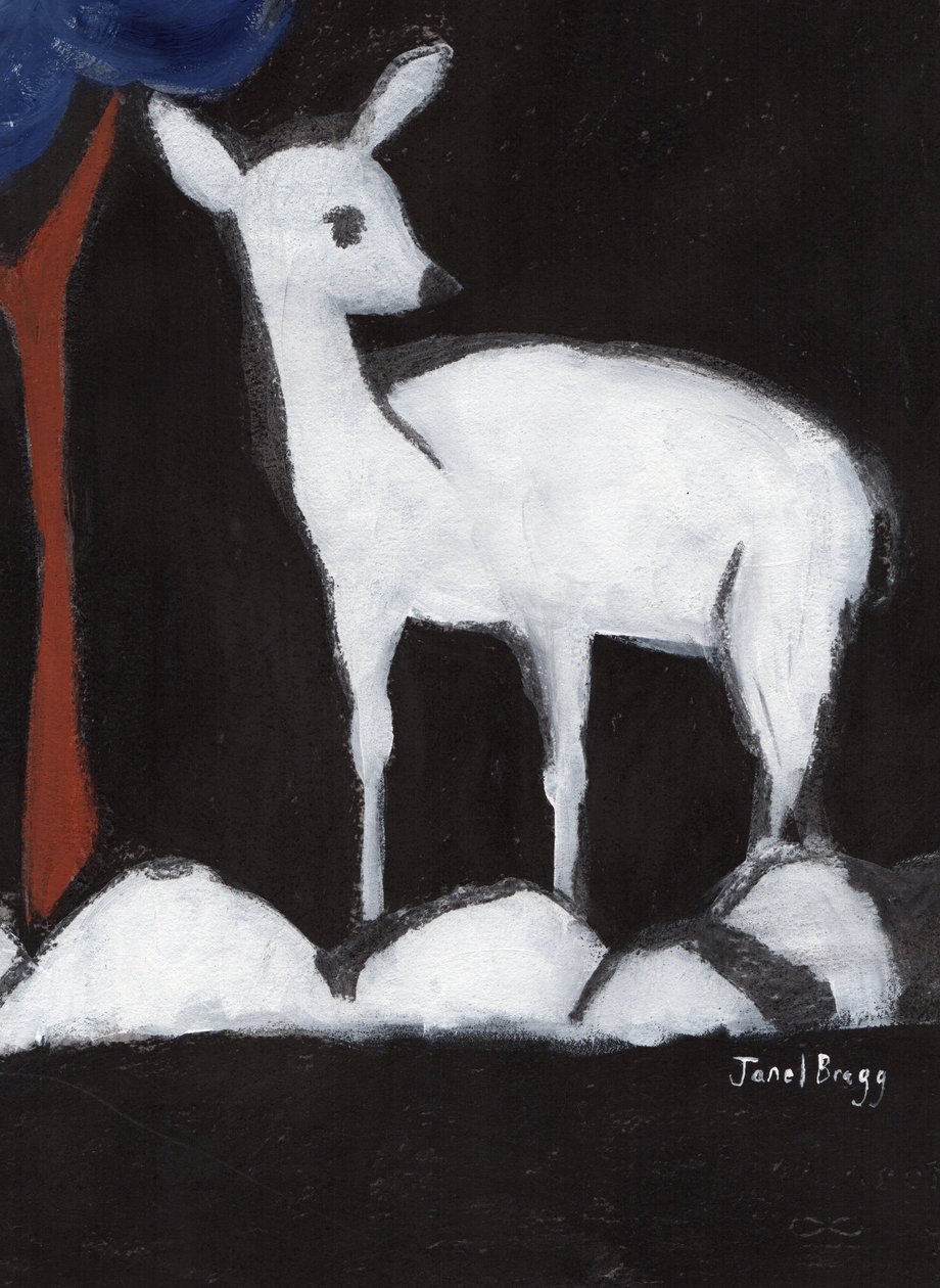 Deer from Washington Park II, ca 2017 (kol, gesso och kasein på papper) av Janel Bragg