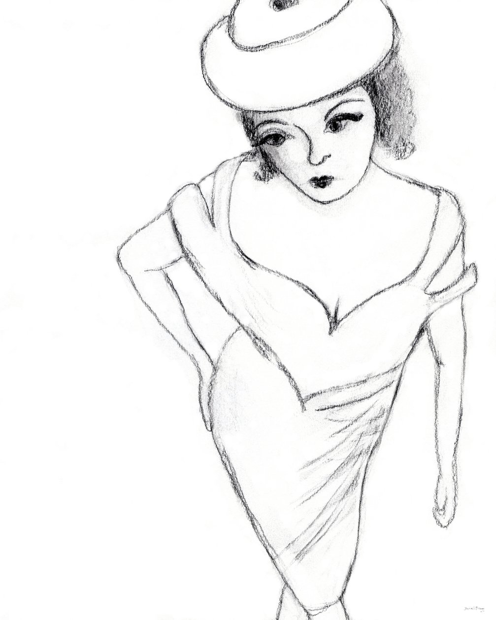 Fashion Molly, 2023 (blyerts på papper) av Janel Bragg