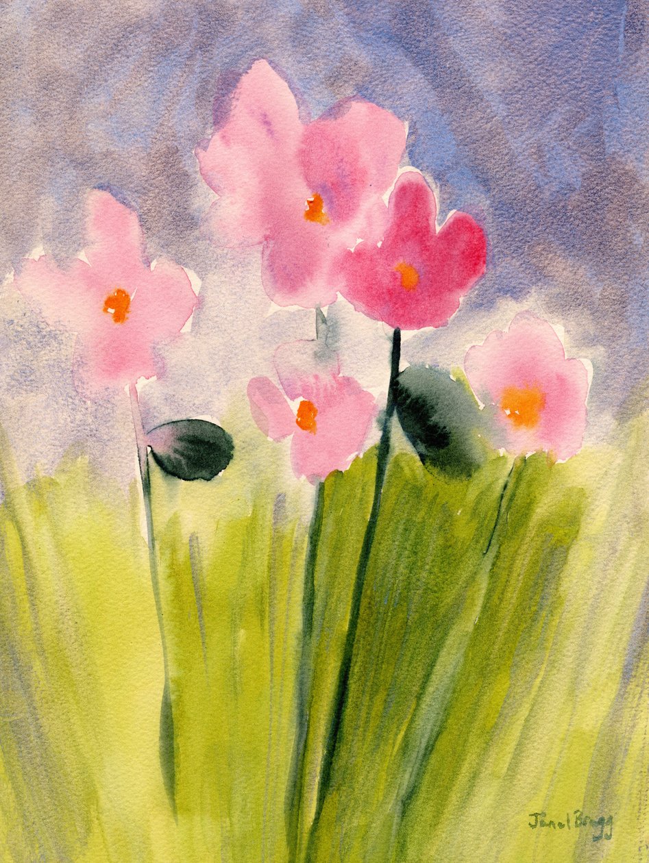 Floral in the Meantime, ca 2024 (akvarell på papper) av Janel Bragg