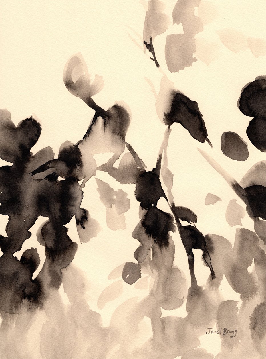 Leaves Abstract in Ink II, ca 2019 (bläck på papper) av Janel Bragg