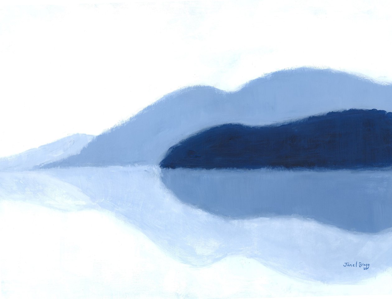 San Juan Islands Reflections, ca 2021 (kasein på papper) av Janel Bragg
