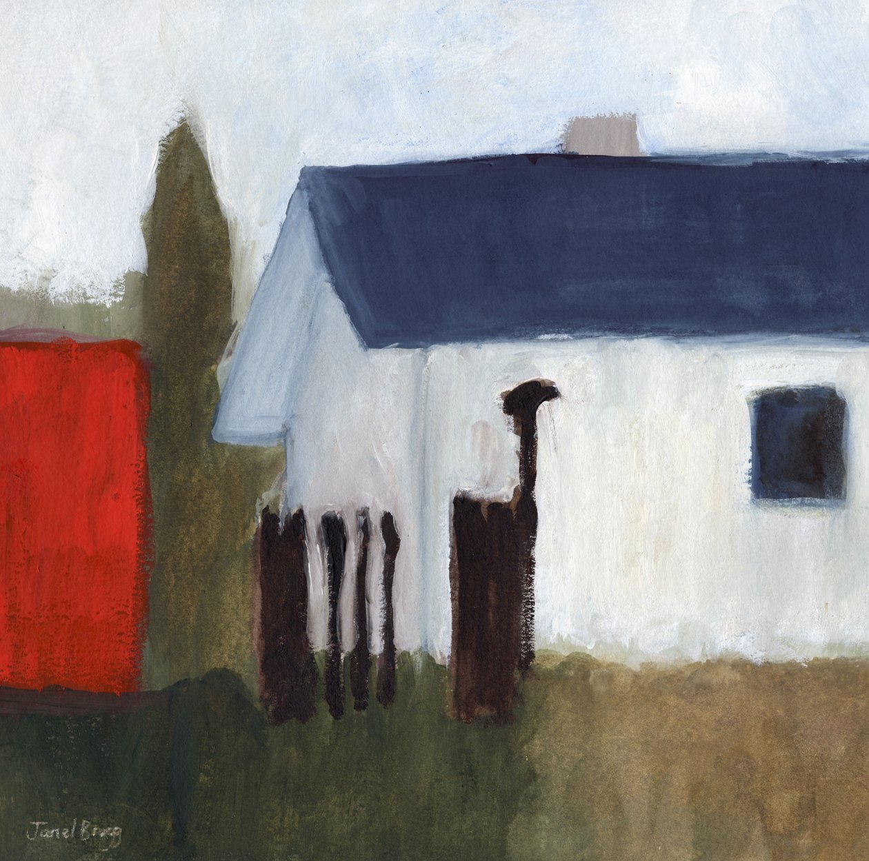 Shed on 7th Street, ca 2018 (akvarell och kasein på papper) av Janel Bragg