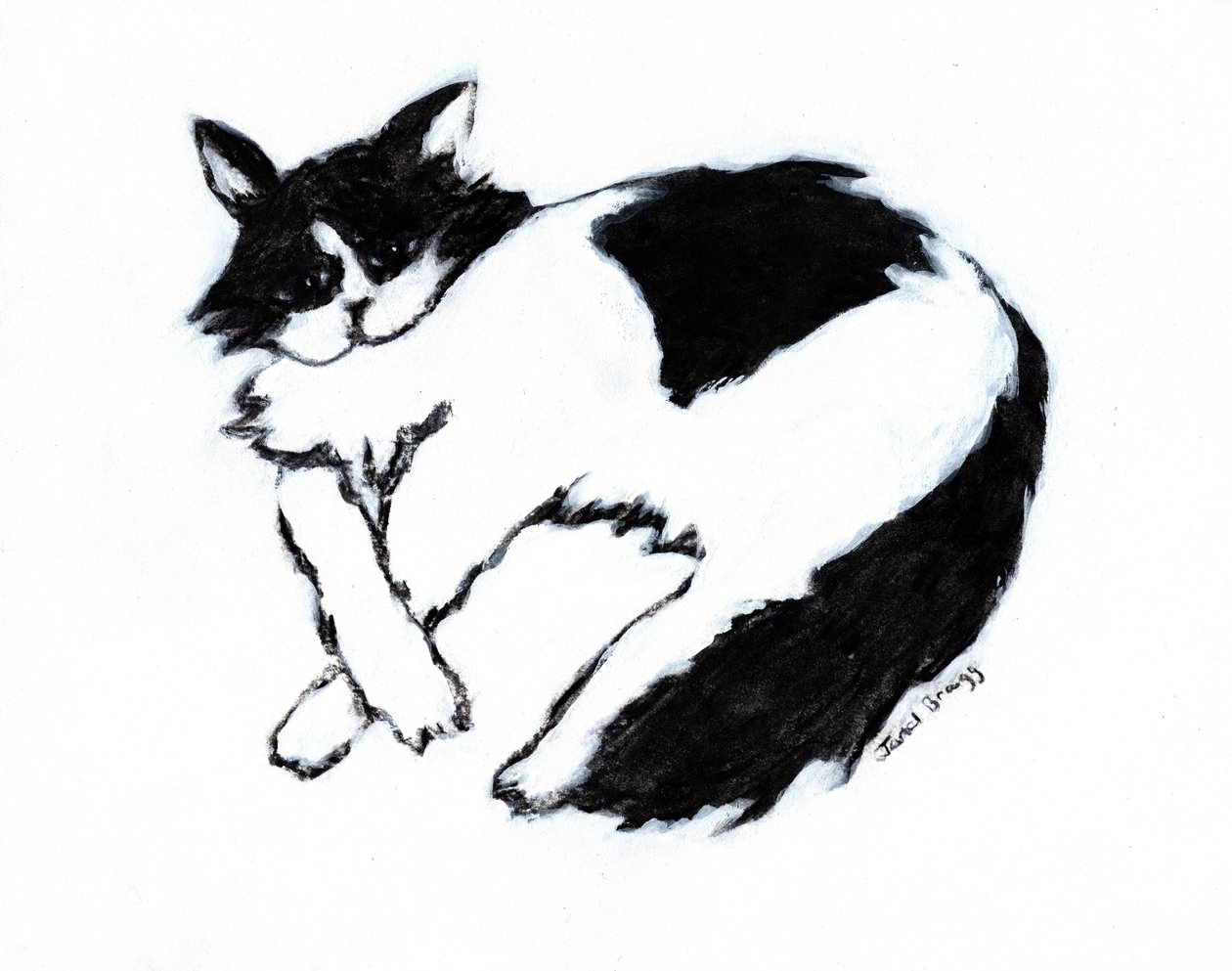 Thomas Lounging II, ca 2019 (blandteknik på papper) av Janel Bragg