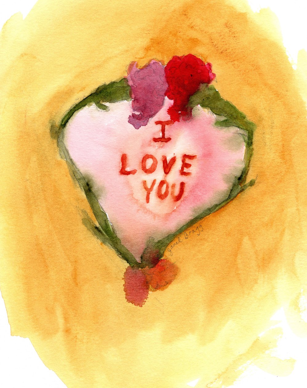 Valentine II, ca 2019 (akvarell på papper) av Janel Bragg