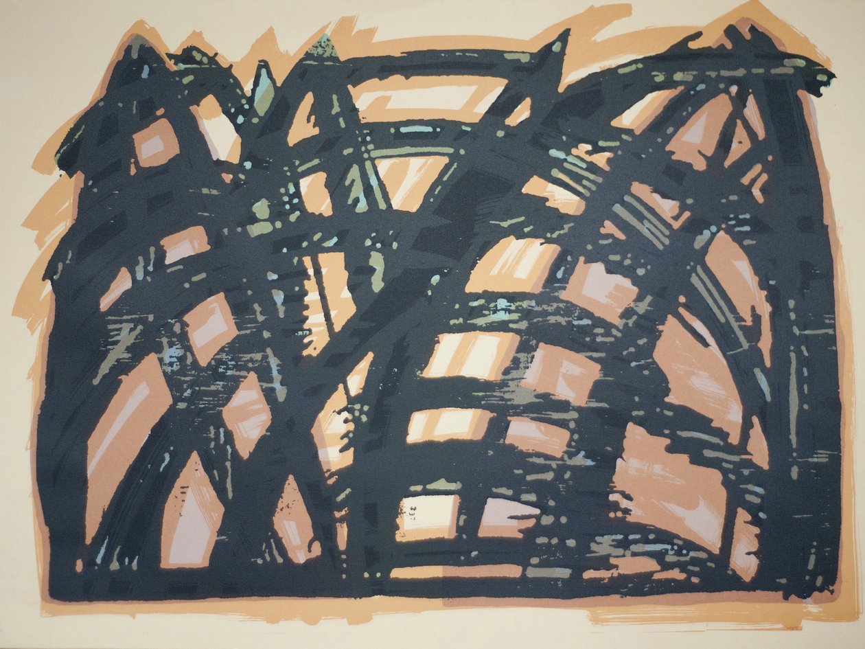 Head On (iii), 2014 (motorsågsträsnitt och silkscreen) av Janet McKenzie