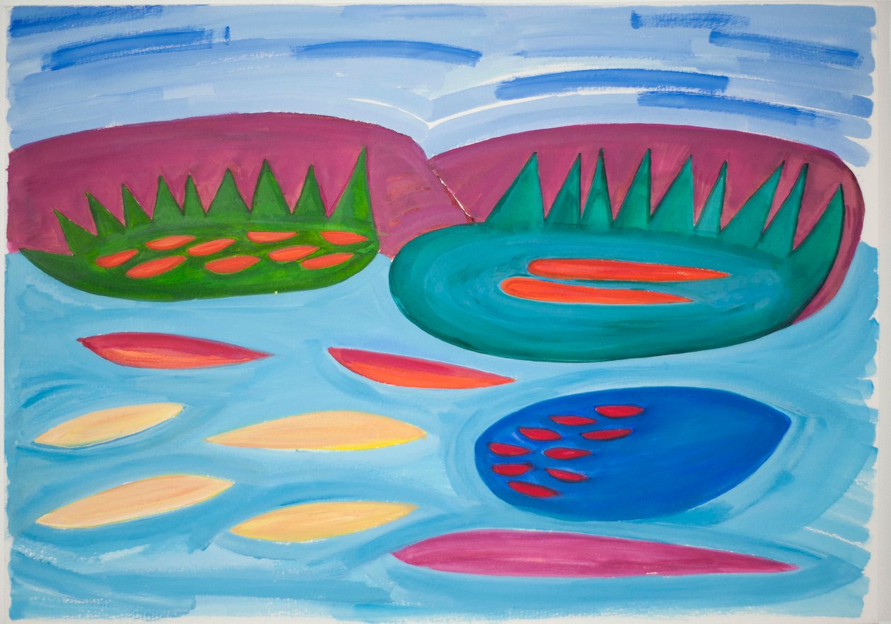 Berg och pooler, 2015 (akvarell och gouache) av Janet McKenzie