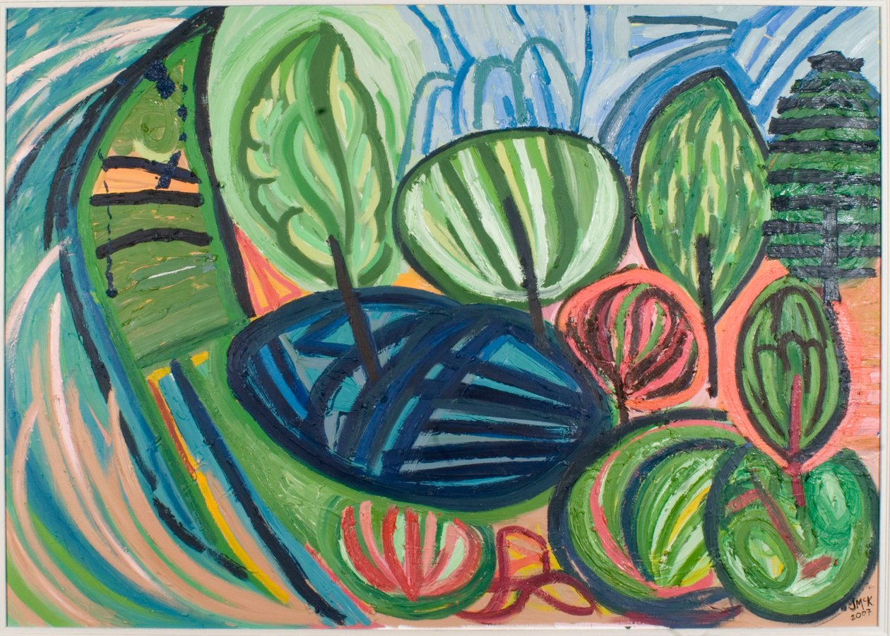Wormiston Wood, sommar, 2007 (olja på duk) av Janet McKenzie