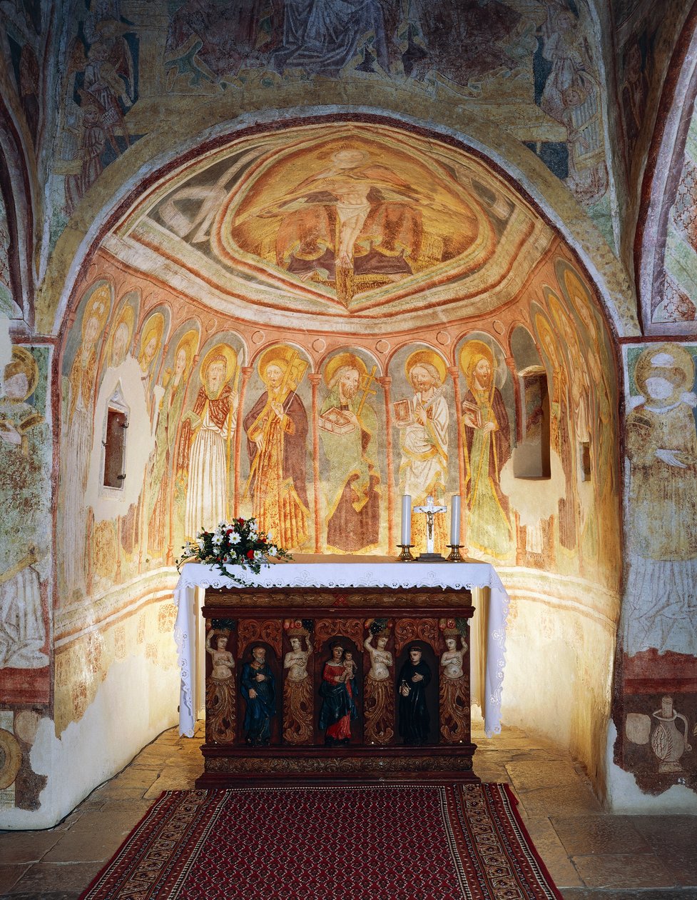 Hrastovlje befästa kyrka, Trinity Church, Apostles (1490), detalj från fresker av Janez Iz Kastva, Slovenien av Janez Kastav