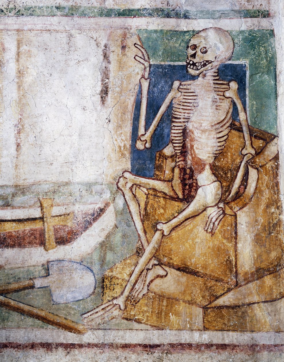 Hrastovlje befästa kyrka, Trefaldighetskyrkan, Dödsöppningsplatta av graven, Dödsdansen (1490), detalj från fresker av Janez Iz Kastva, Slovenien av Janez Kastav
