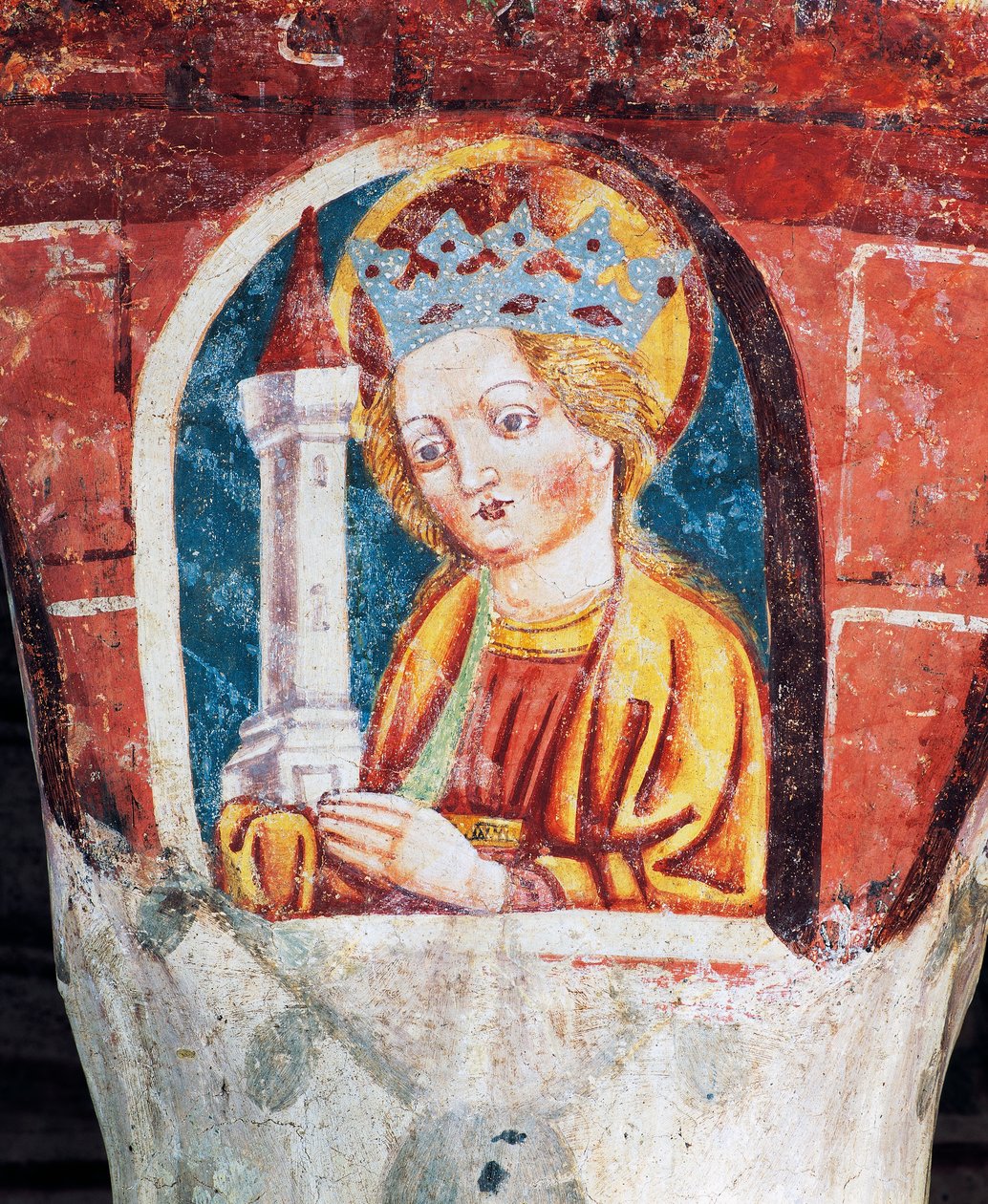 Hrastovlje befästa kyrka, Trinity Church, Santa Barbara, detalj från fresker av Janez Iz Kastva (1490), Slovenien av Janez Kastav