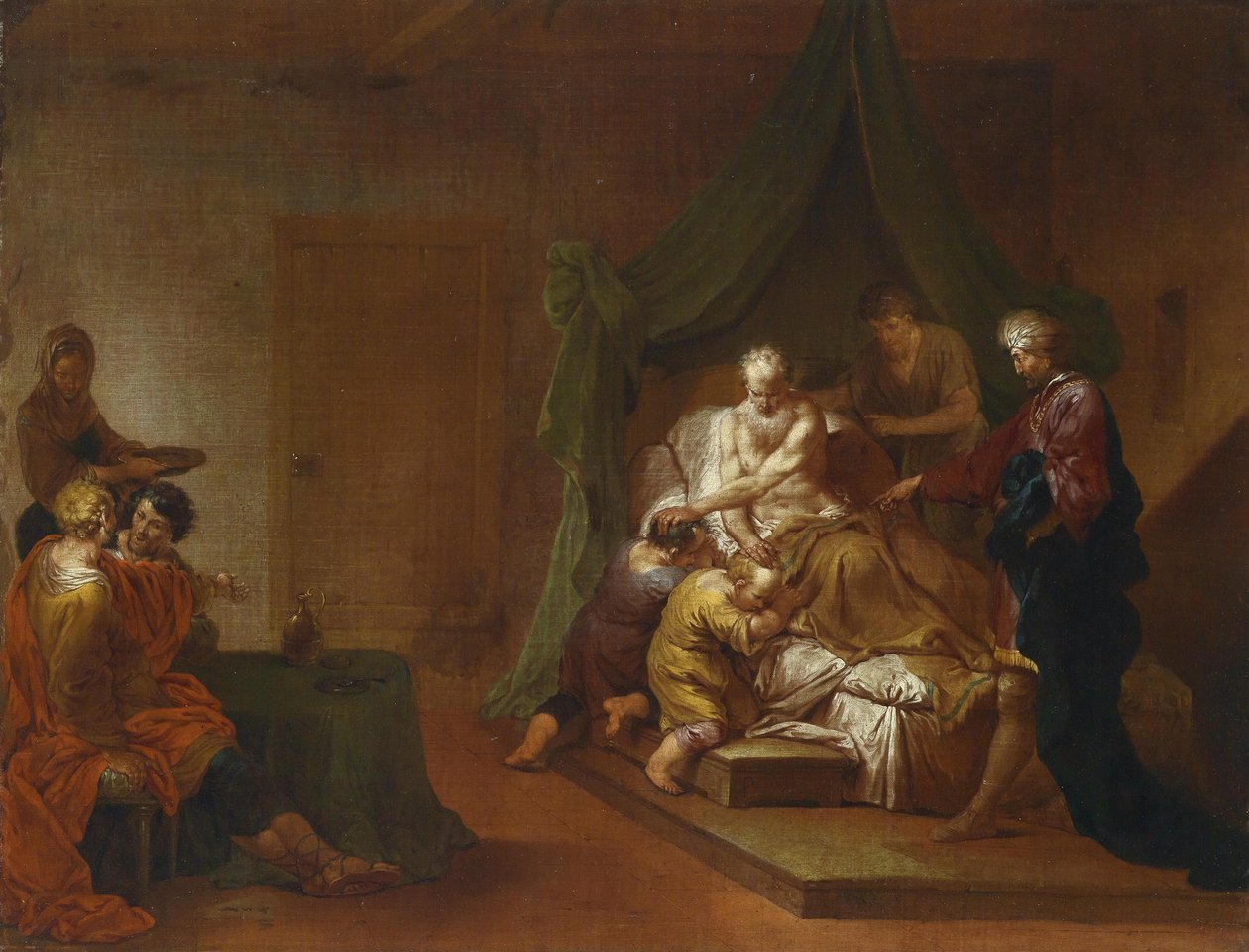 Jakob segnet die Söhne Josephs (Ephraim und Manasse) av Januarius Zick